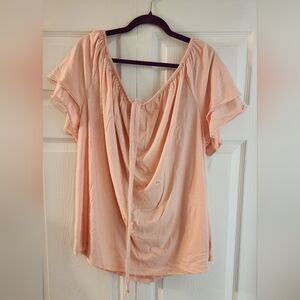 Peach Ruffle Sleeve Women's Top